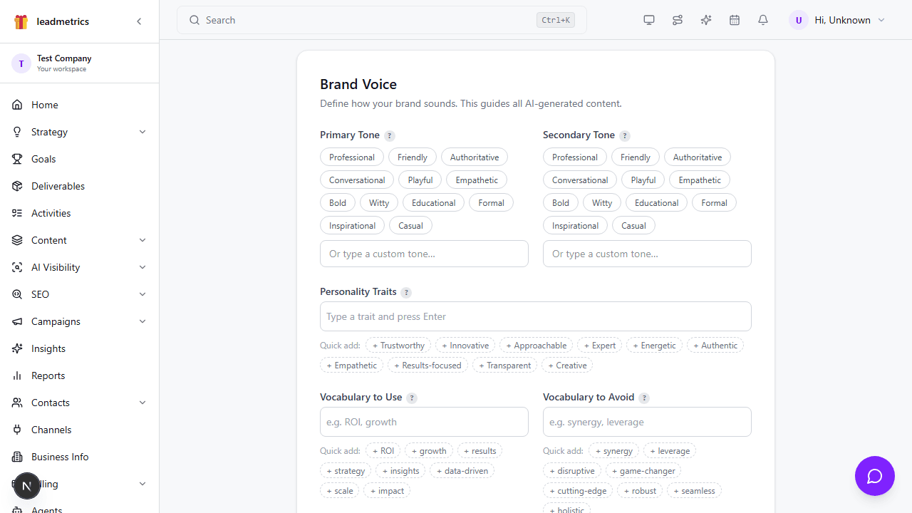 Step 2: Brand Voice